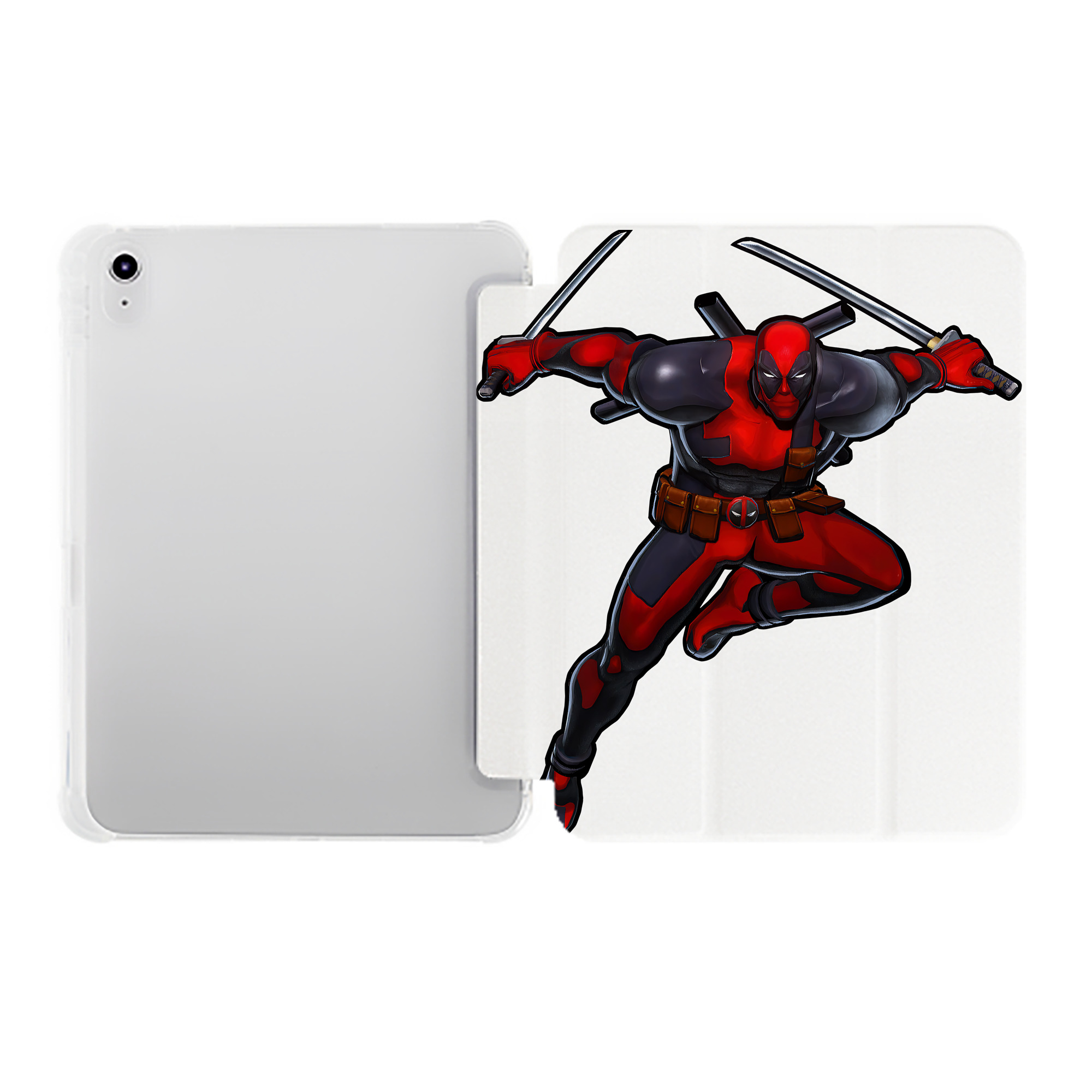 （画像用） Deadpool デッドプール IPad ケース ペン収納付き 三つ折りスタンド PUレザー×シリコン 対応機種9.5/10.5/10.9インチ